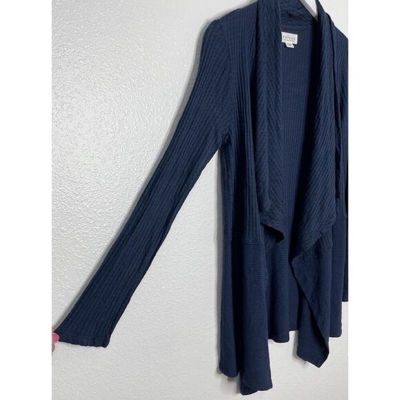 VELVET Navy Marble Textured Stitch Fix Thermal Waffle Cardigan Size S NWOT - Picture 2 of 5